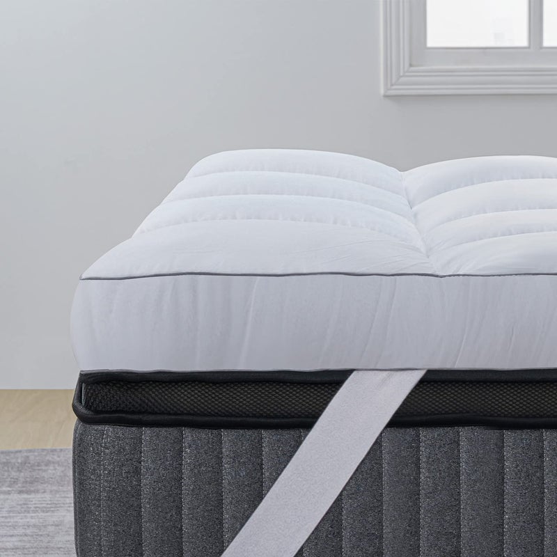 QUEEN ROSE Mattress Topper Queen, Extra Soft Pillow Top Mattress Topper Queen for Firm Bed, Thick Baffle Box Cooling Cloud-Like Down Alternative Filled, Back Pain Relief, White - Image 1